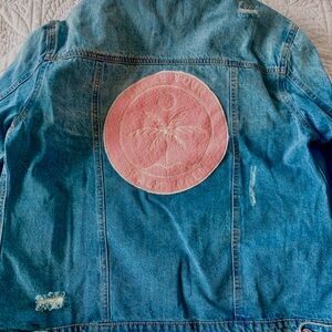 Judith March Shake Your Palm Palms distressed jean jacket